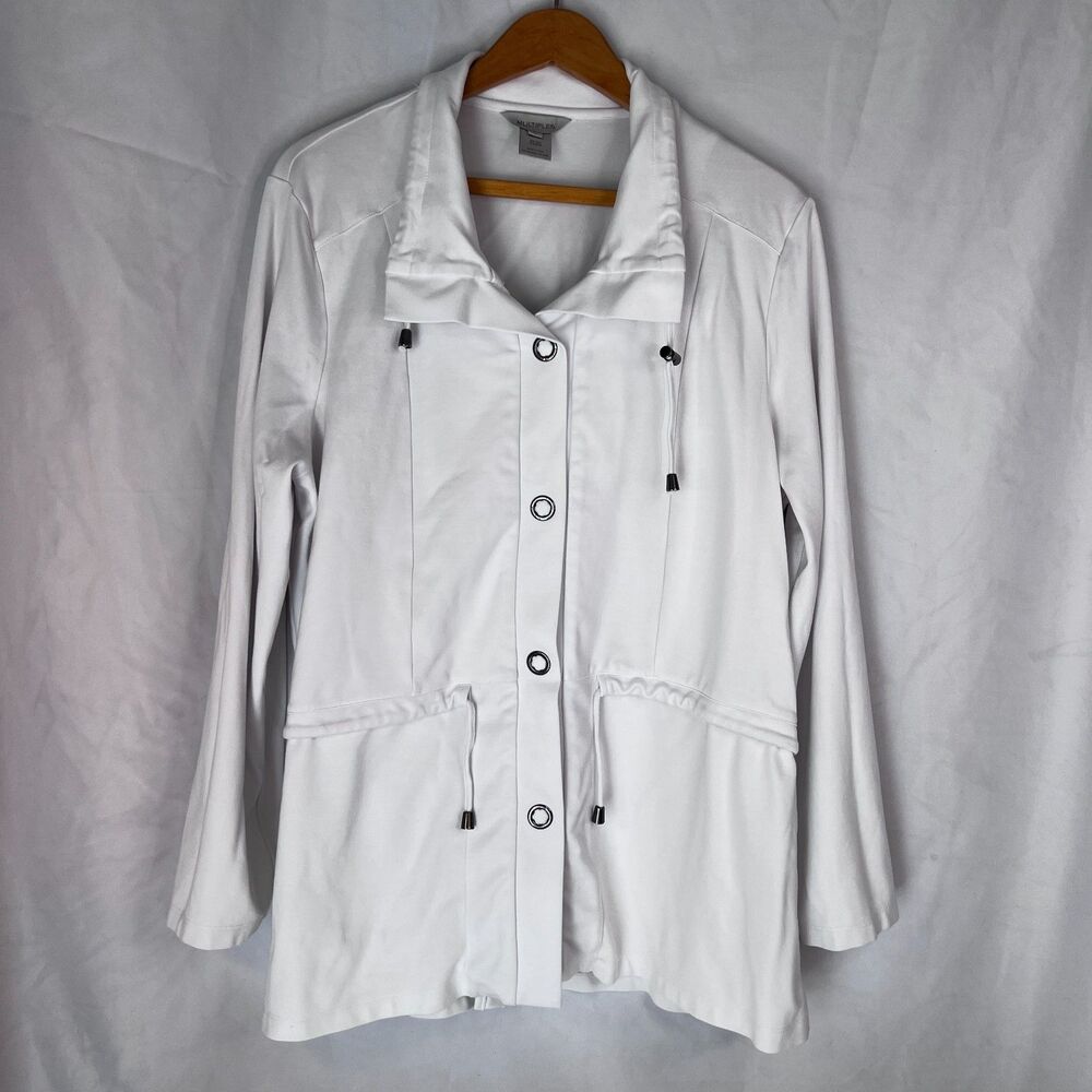 Multiples White Casual Rivet Button Front Drawstr… - image 8